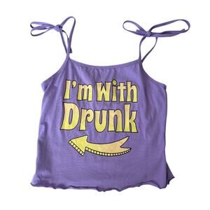 Dollskill Current Mood Spell Out Graphic Funny Crop Top S Rave Beach Casual